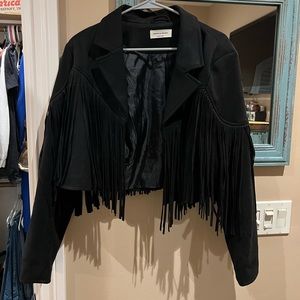 Black Fringe Suede jacket